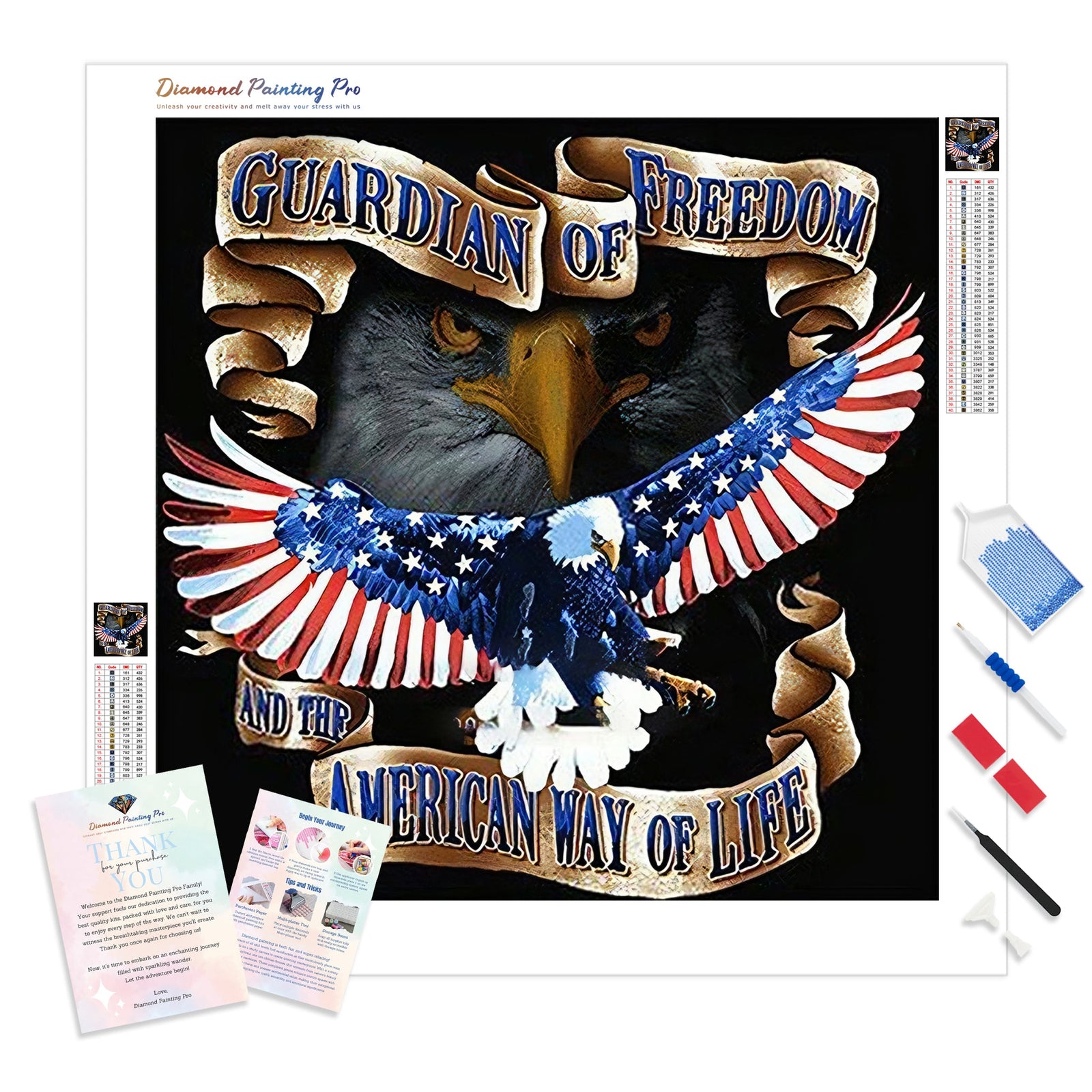 Eagle Guardian of Freedom | Diamond Painting Kit - Full Drill - Square or Round Diamonds with AB Drills Option