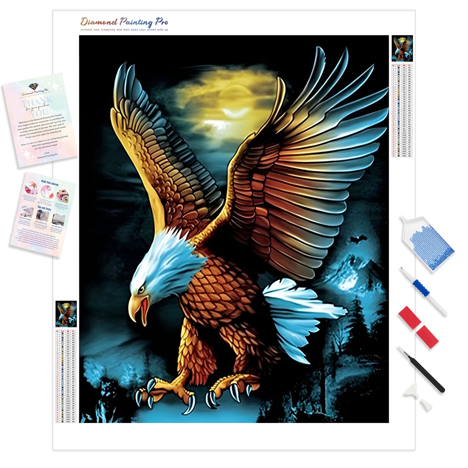 Eagle Animal | Diamond Painting Kit - Full Drill - Square or Round Diamonds with AB Drills Option