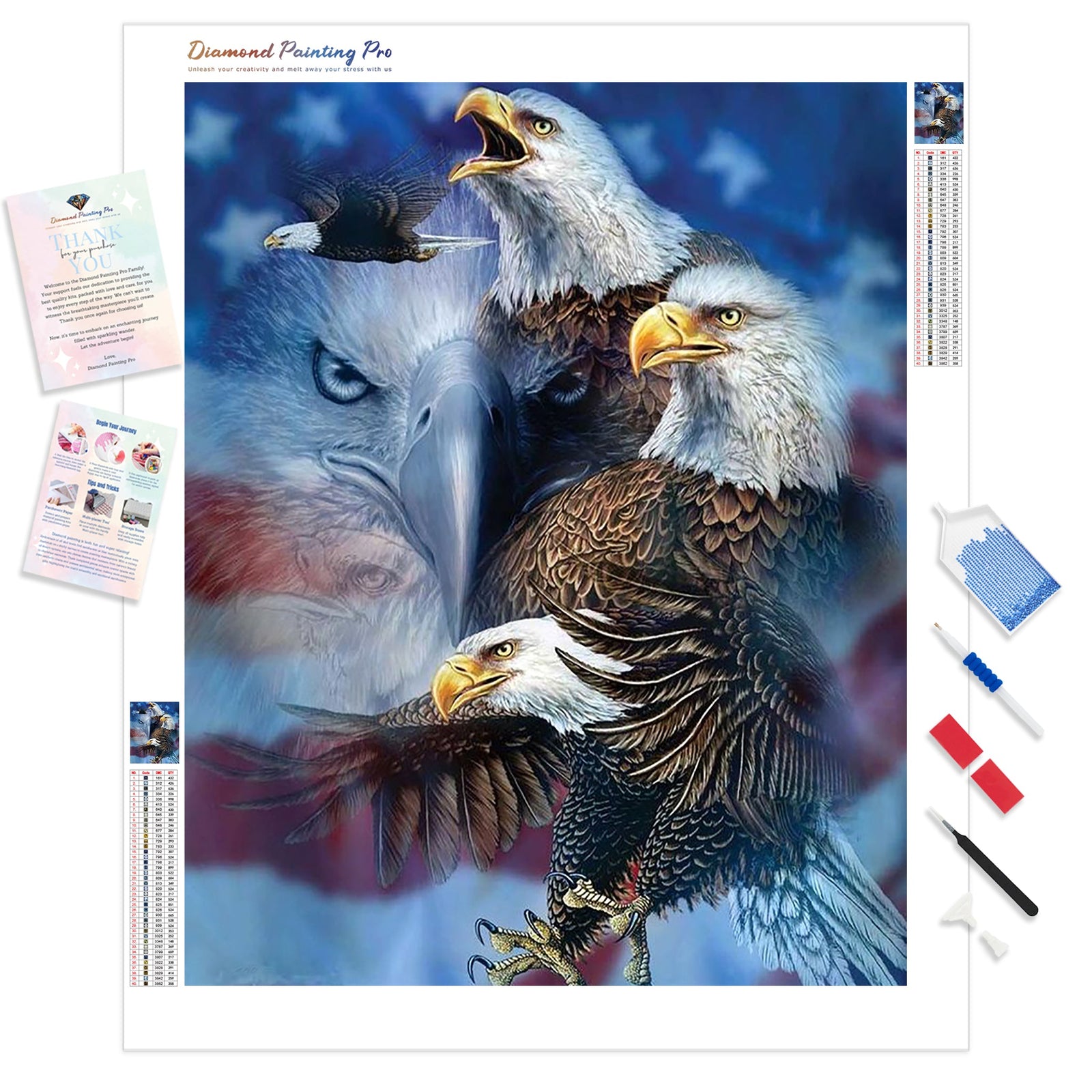 Eagles | Diamond Painting Kit - Full Drill - Square or Round Diamonds with AB Drills Option