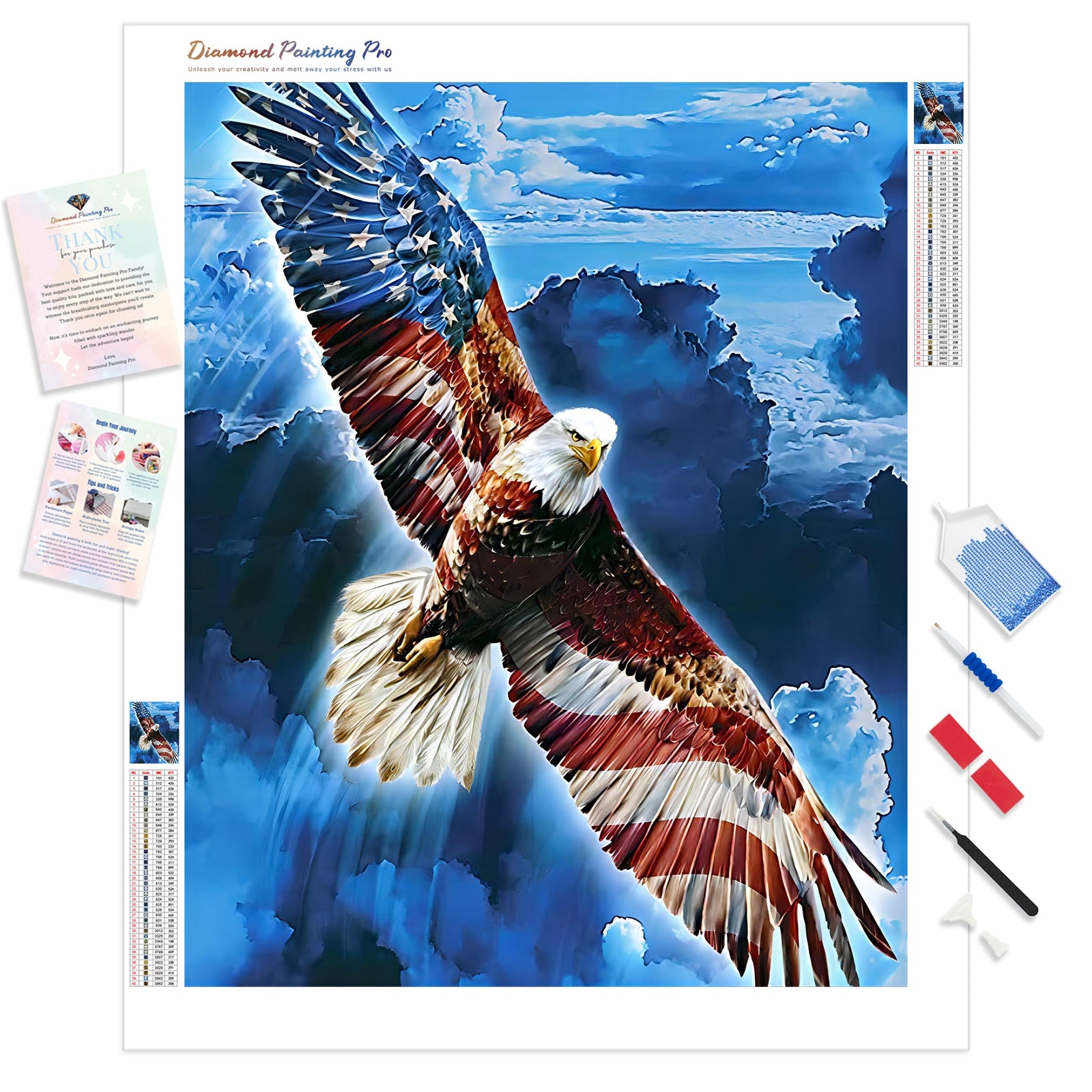 Flag Eagle | Diamond Painting Kit - Full Drill - Square or Round Diamonds with AB Drills Option