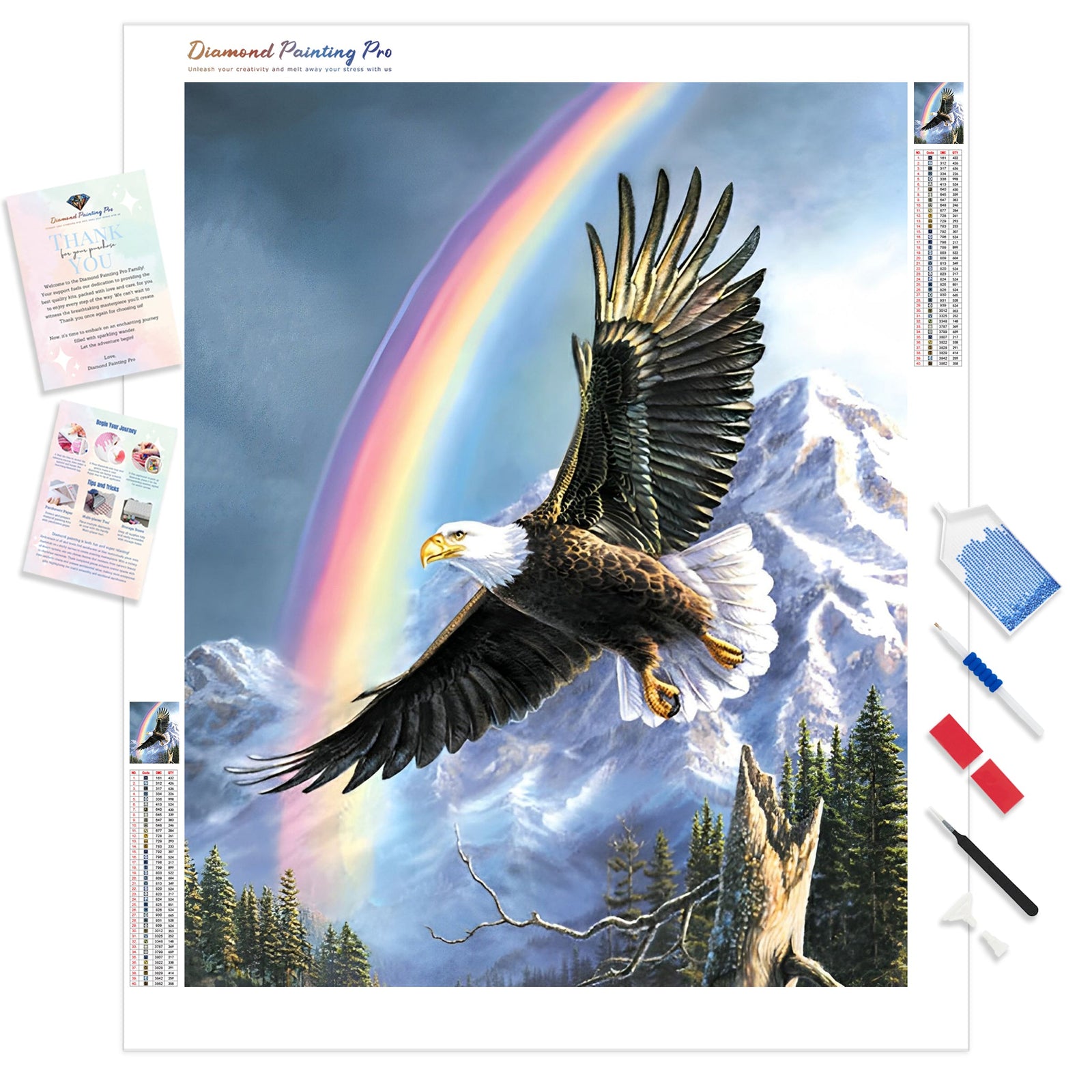 Rainbow Eagle | Diamond Painting Kit - Full Drill - Square or Round Diamonds with AB Drills Option