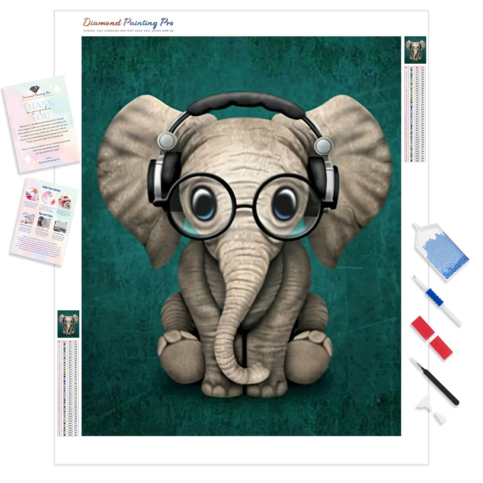 Cute Baby Elephant | Diamond Painting Kit - Full Drill - Square or Round Diamonds with AB Drills Option