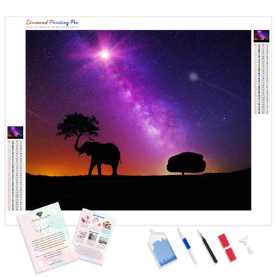 Elephant in Another Galaxy | Diamond Painting Kit - Full Drill - Square or Round Diamonds with AB Drills Option