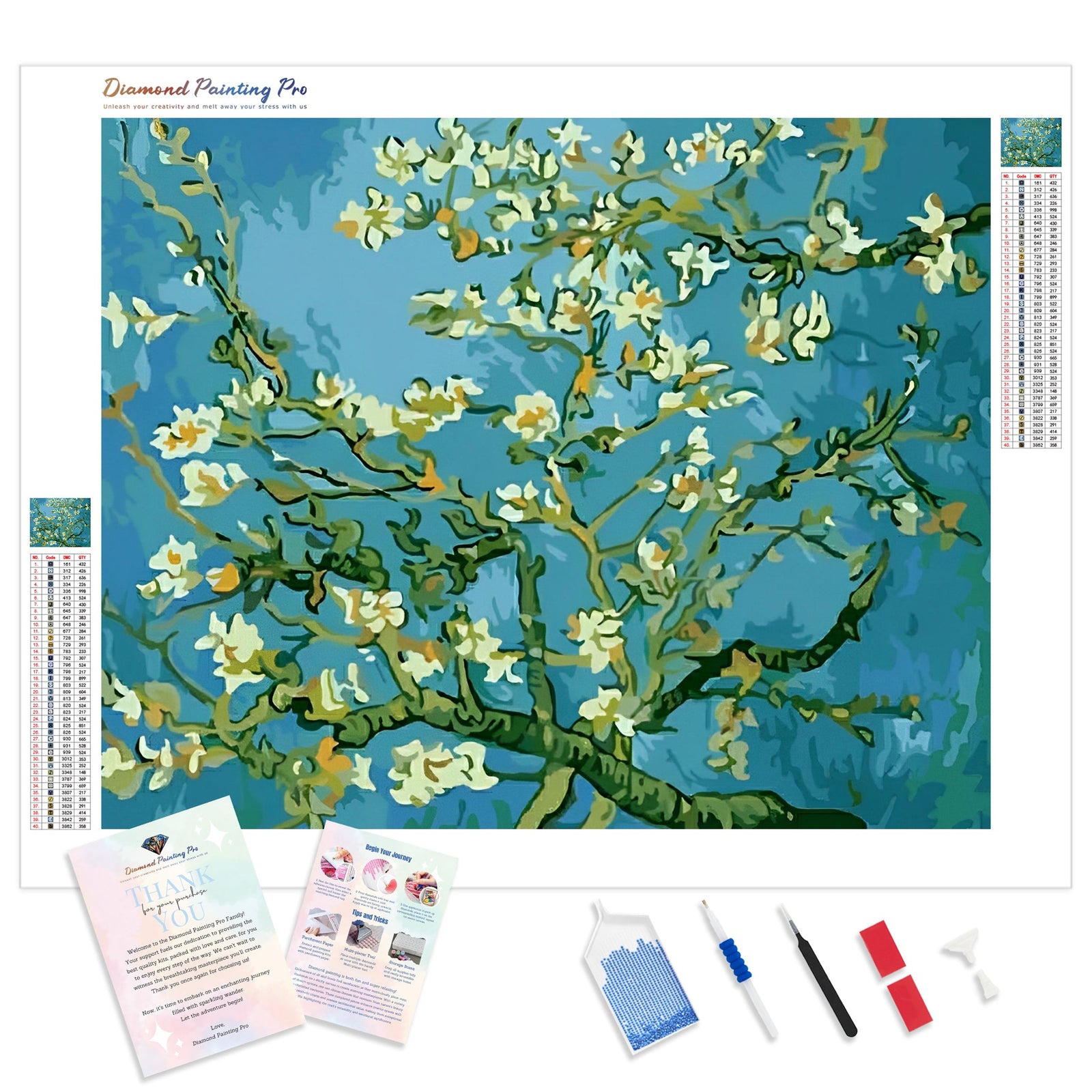 Almond Blossoms | Diamond Painting Kit - Full Drill - Square or Round Diamonds with AB Drills Option