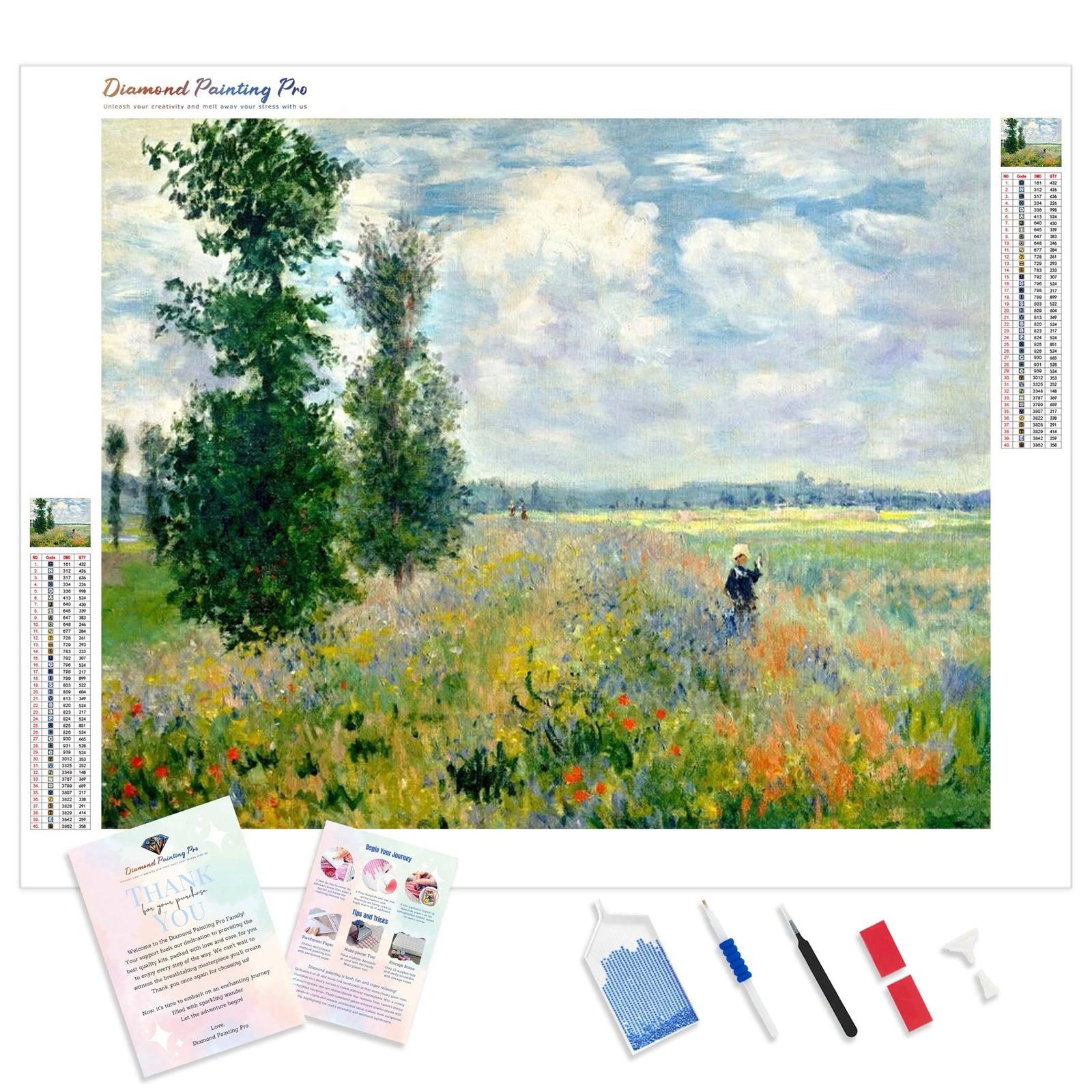 Poppy Fields Near Argenteuil - Claude Monet | Diamond Painting Kit - Full Drill - Square or Round Diamonds with AB Drills Option