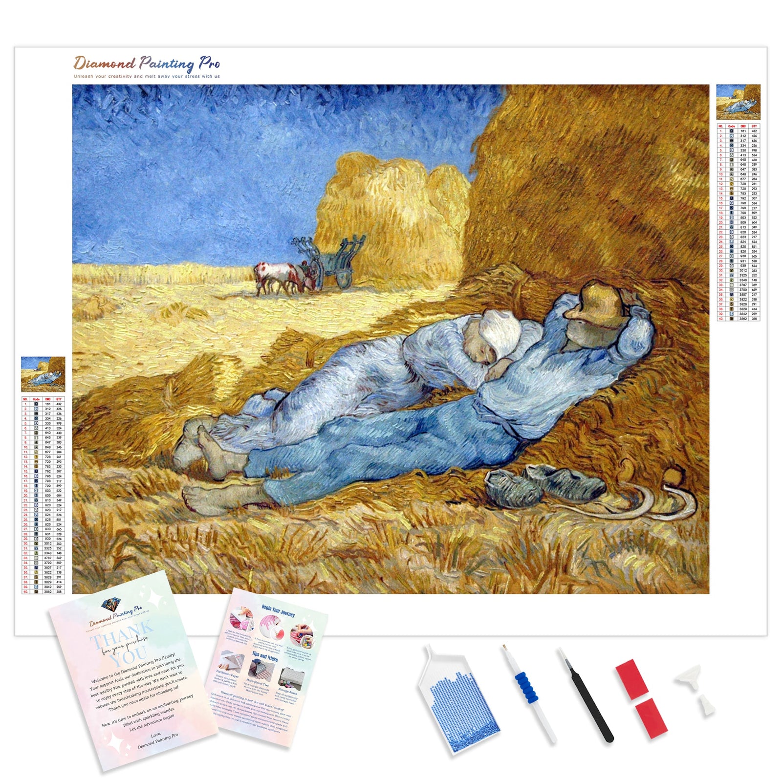 The Siesta (after Millet) | Van Gogh | Diamond Painting Kit - Full Drill - Square or Round Diamonds with AB Drills Option