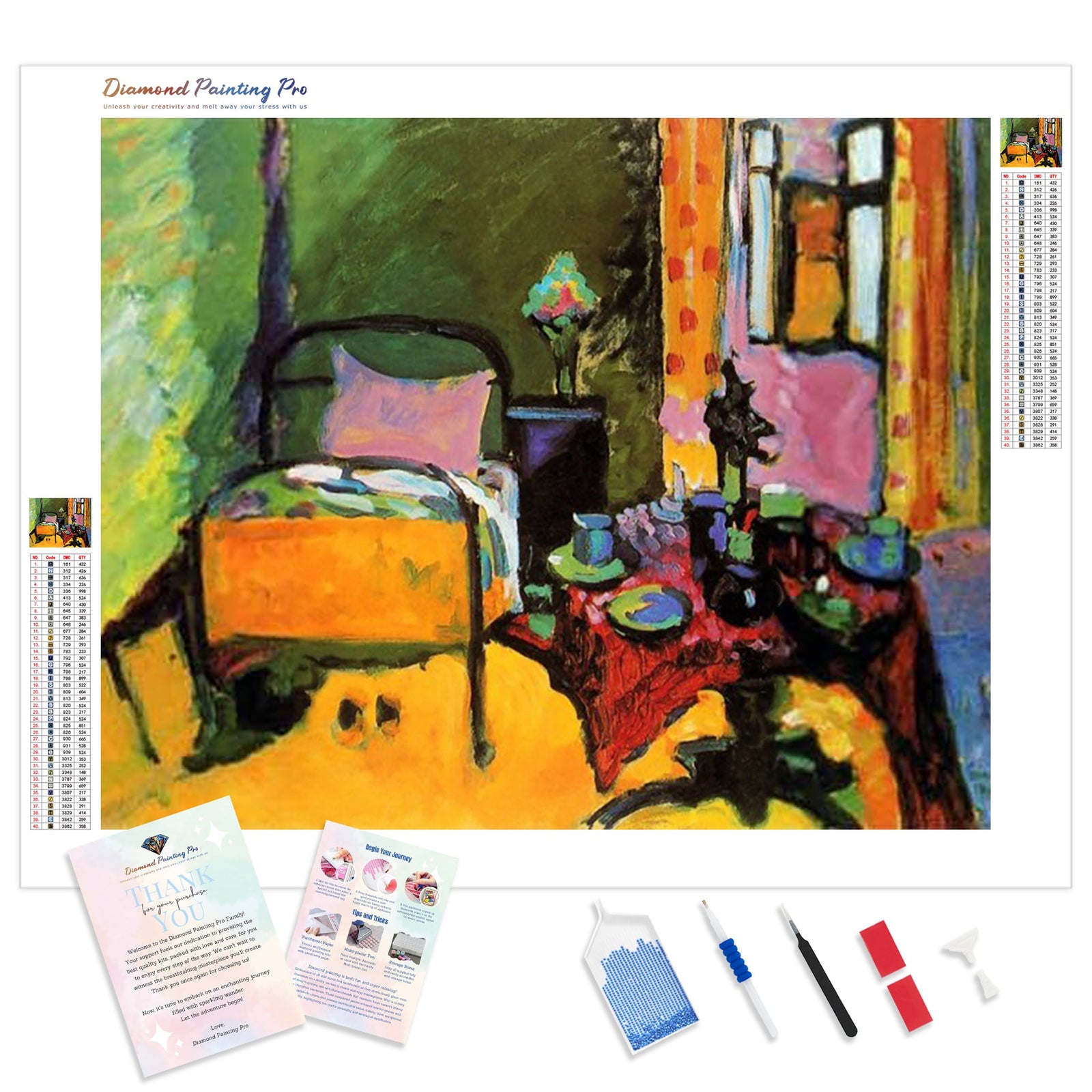 Bedroom by Wassily Kandinsky | Diamond Painting Kit - Full Drill - Square or Round Diamonds with AB Drills Option