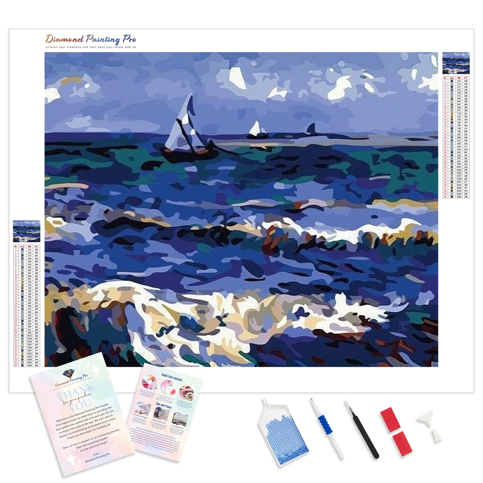 The Saintes Ocean | Van Gogh | Diamond Painting Kit - Full Drill - Square or Round Diamonds with AB Drills Option