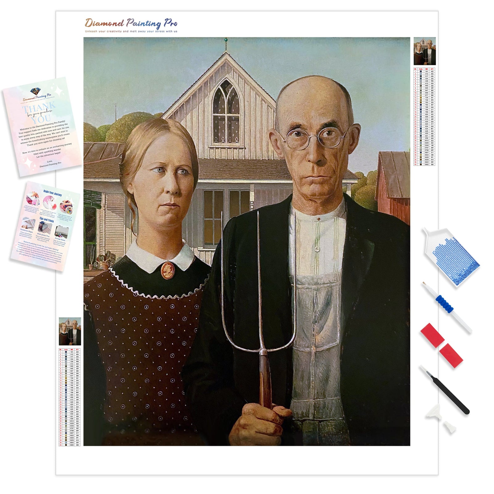 American Gothic | Diamond Painting Kit - Full Drill - Square or Round Diamonds with AB Drills Option