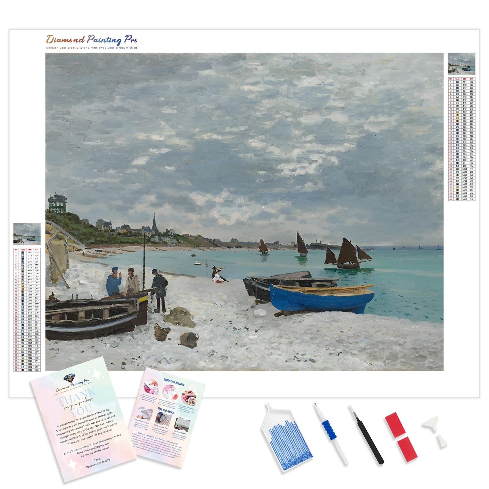 The Beach at Sainte Adresse | Diamond Painting Kit - Full Drill - Square or Round Diamonds with AB Drills Option