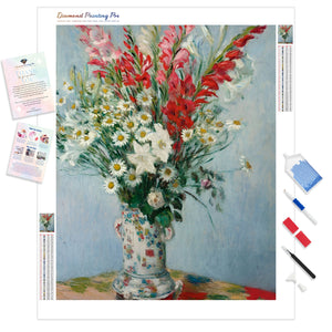 A Bouquet of Gladioli Lilies and Daisies - Claude Monet | Diamond Painting