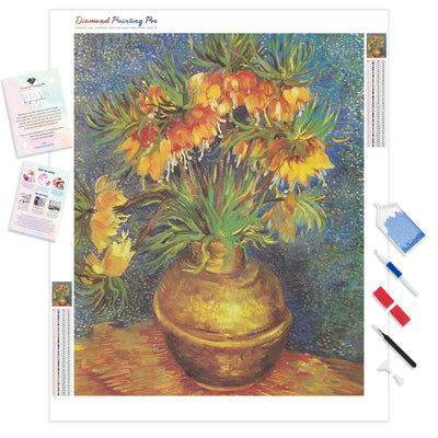 Imperial Fritillaries in a Copper Vase - Vincent van Gogh | Diamond Painting Kit - Full Drill - Square or Round Diamonds with AB Drills Option