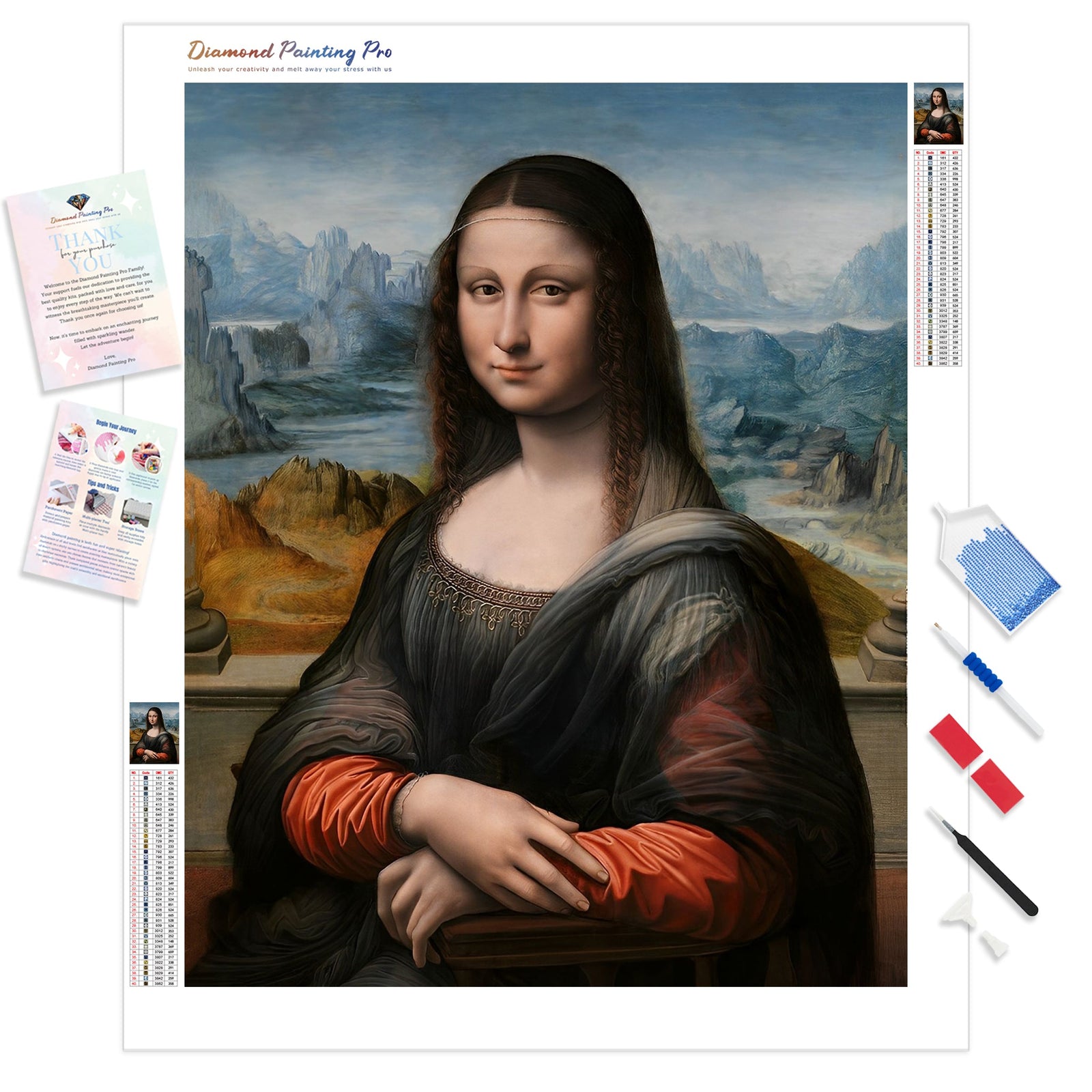 Leonardo da Vinci Mona Lisa | Diamond Painting Kit - Full Drill - Square or Round Diamonds with AB Drills Option