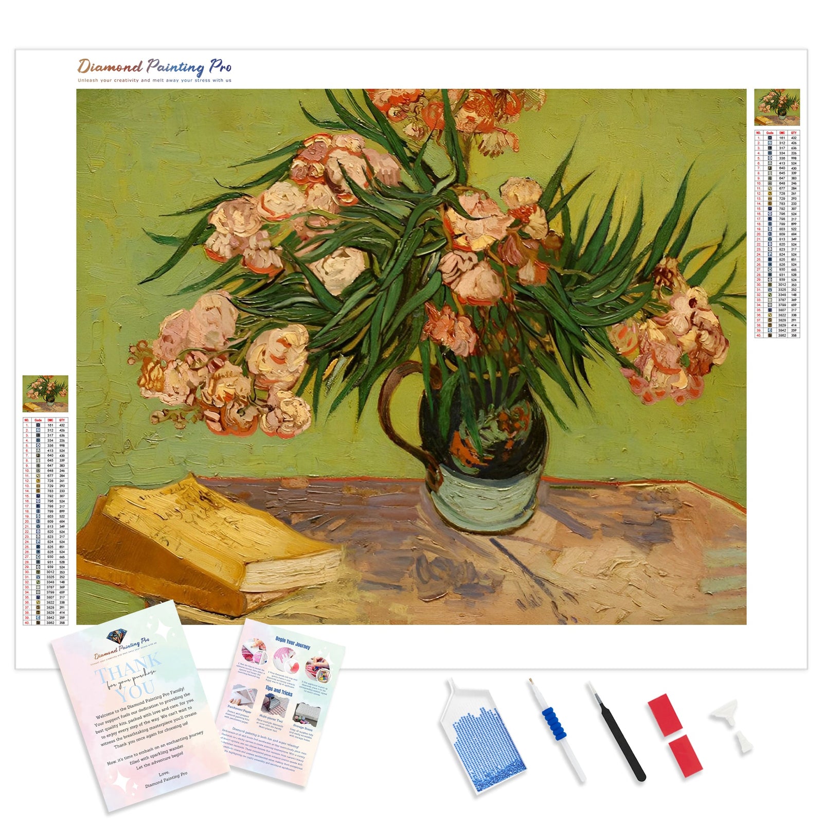 Oleanders - Vincent van Gogh | Diamond Painting Kit - Full Drill - Square or Round Diamonds with AB Drills Option