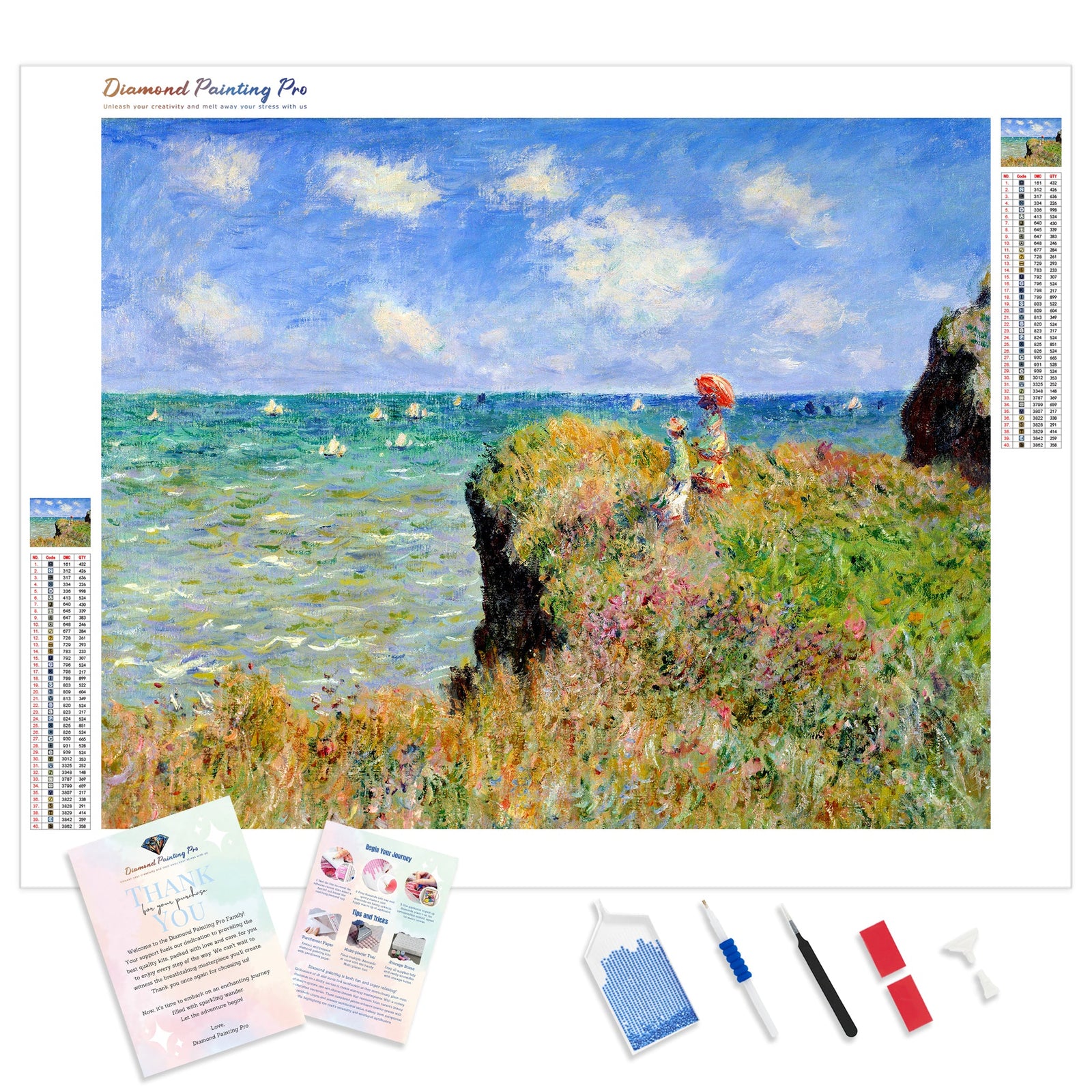 Sea Cliff - Claude Monet | Diamond Painting Kit - Full Drill - Square or Round Diamonds with AB Drills Option