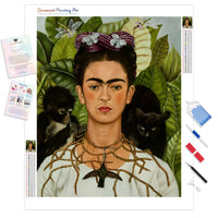 Self-Portrait with Thorn Necklace and Hummingbird | Diamond Painting