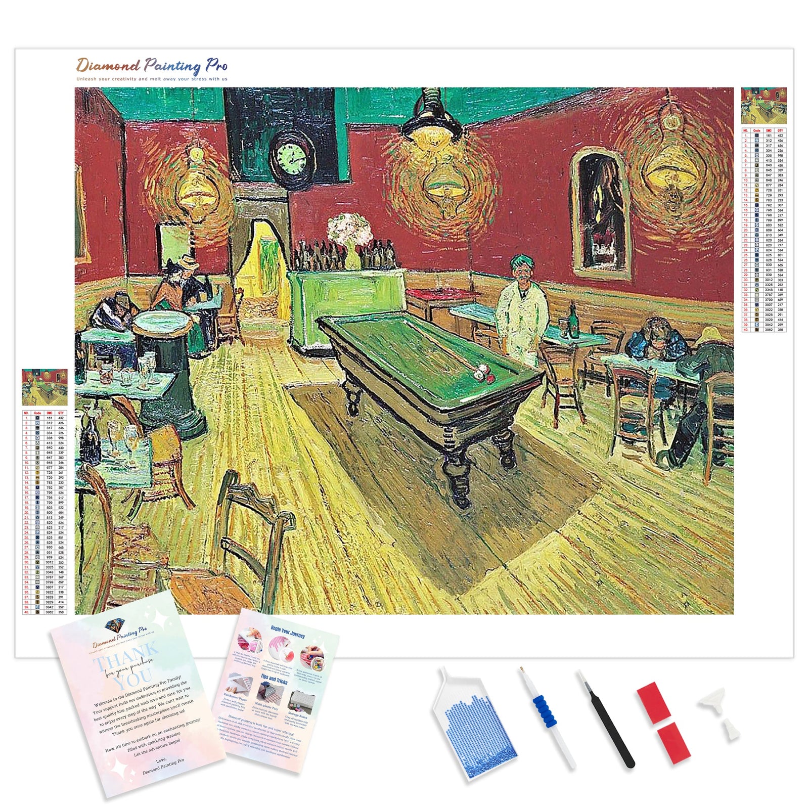 The Night Cafe-Vincent Van Gogh | Diamond Painting Kit - Full Drill - Square or Round Diamonds with AB Drills Option