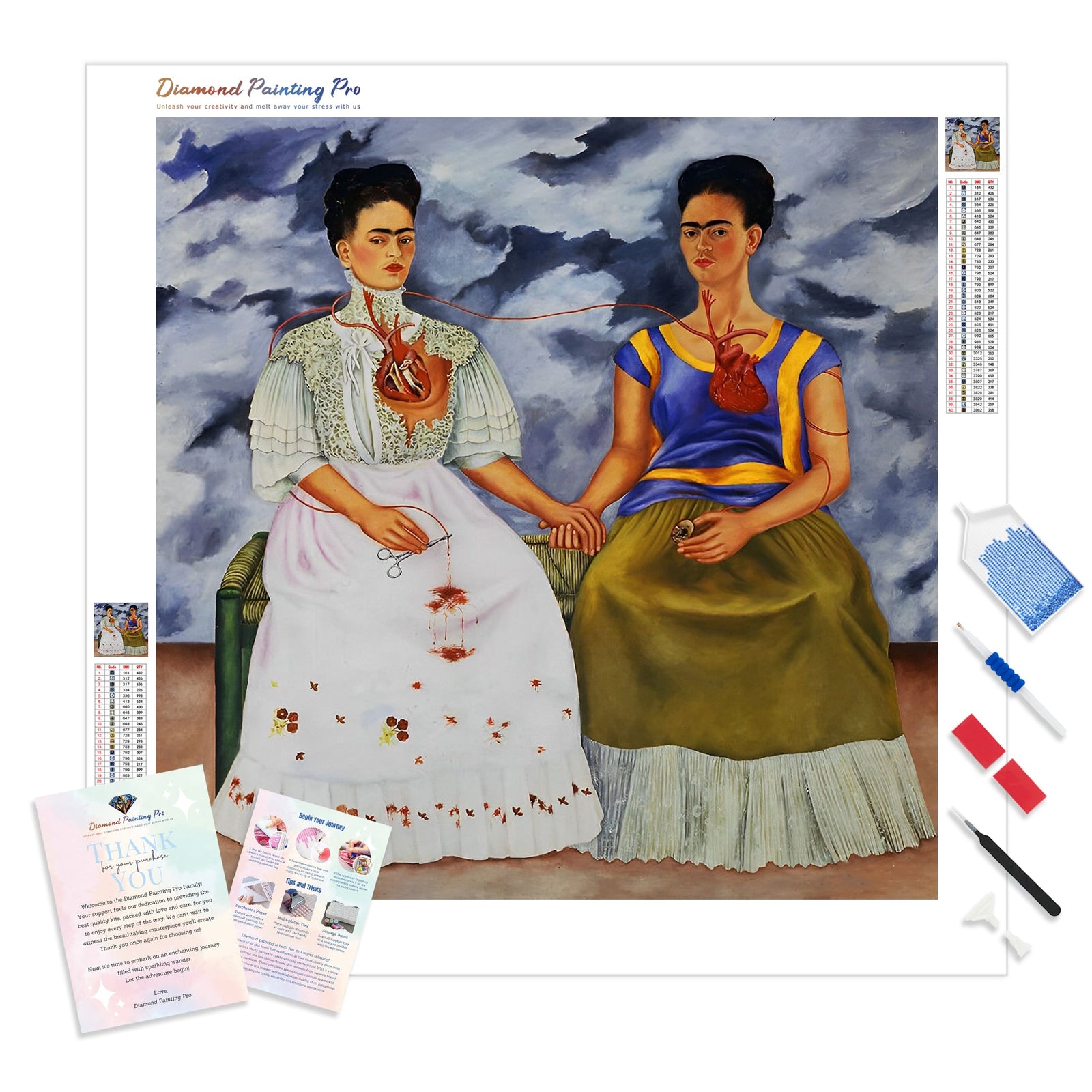 The Two Fridas - Frida Kahlo | Diamond Painting Kit - Full Drill - Square or Round Diamonds with AB Drills Option