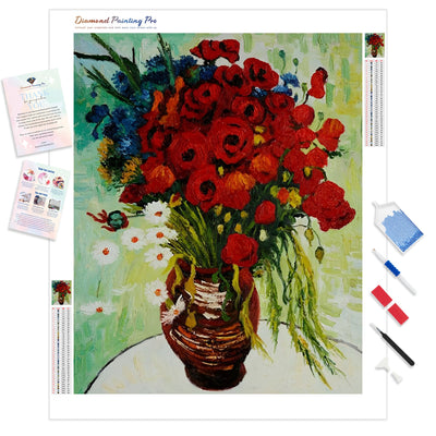 Vase with Daisies and Poppies - Vincent van Gogh | Diamond Painting Kit - Full Drill - Square or Round Diamonds with AB Drills Option