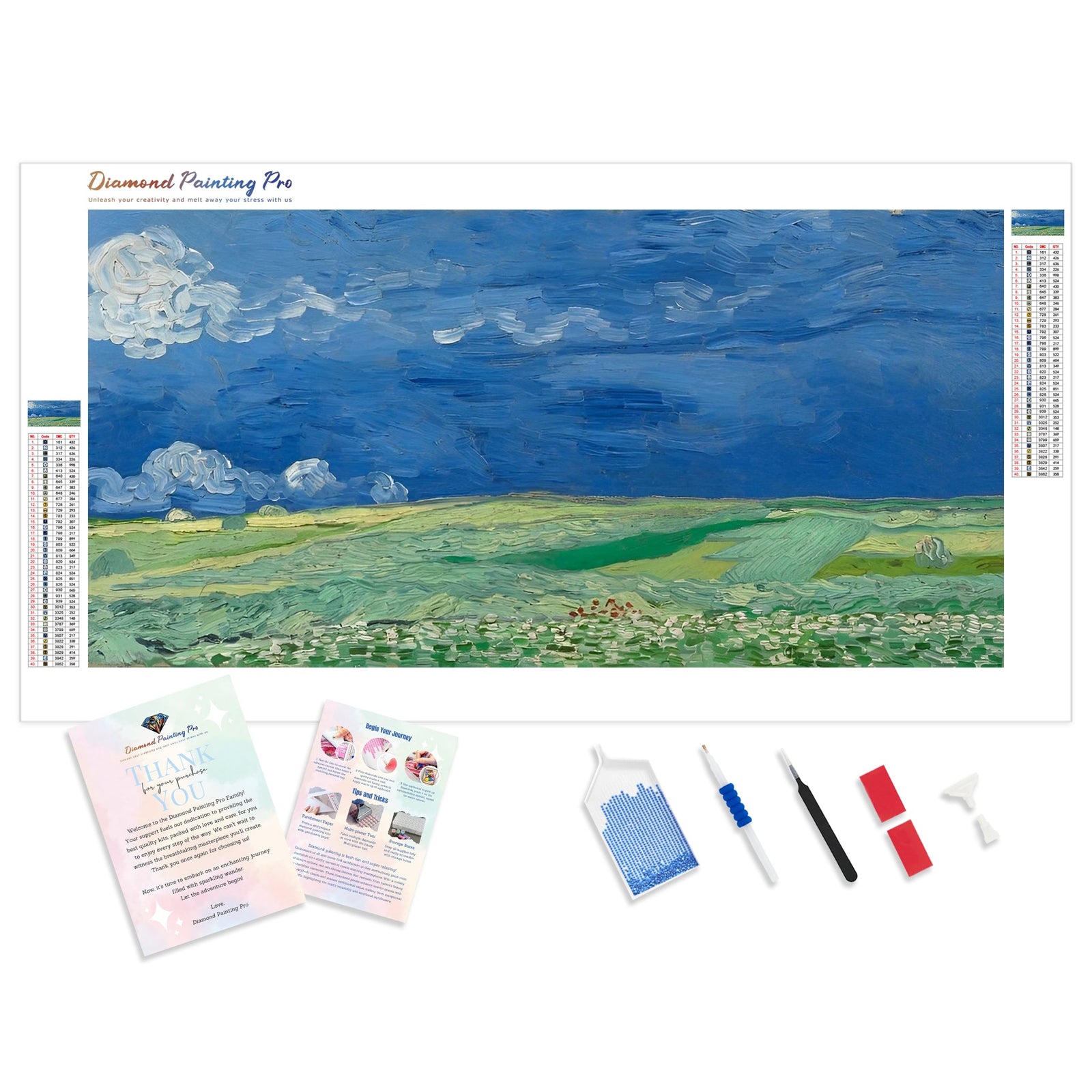 Wheatfields under Thundercloud-Vincent van Gogh | Diamond Painting Kit - Full Drill - Square or Round Diamonds with AB Drills Option