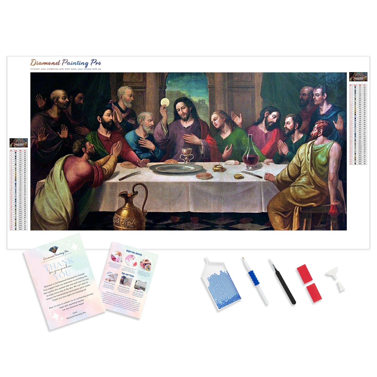 Jesus Christ last supper | Diamond Painting Kit - Full Drill - Square or Round Diamonds with AB Drills Option