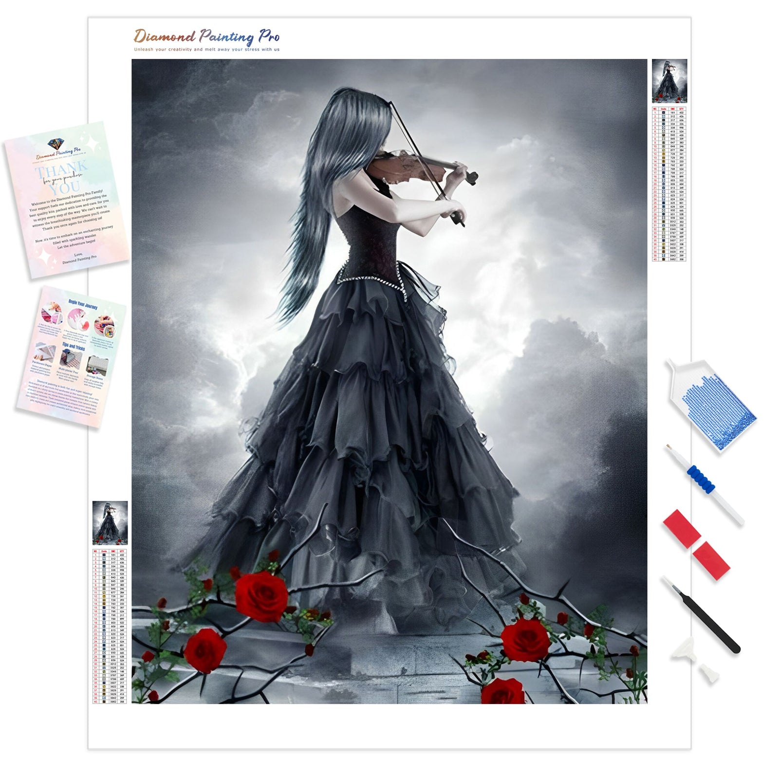 Beauty Holding The Violin | Diamond Painting Kit - Full Drill - Square or Round Diamonds with AB Drills Option