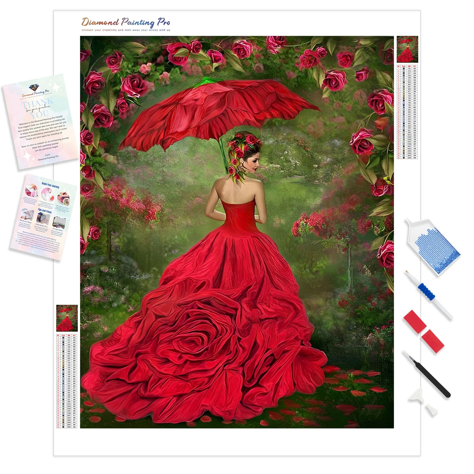 Rose Life Girl | Diamond Painting Kit - Full Drill - Square or Round Diamonds with AB Drills Option