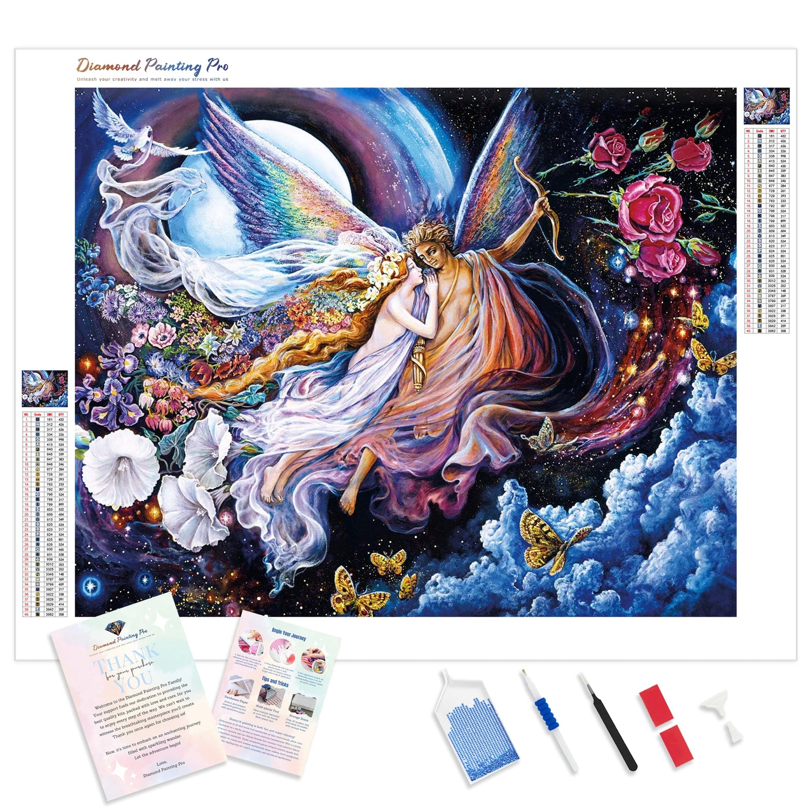 Fantasy Angel Couple | Diamond Painting Kit - Full Drill - Square or Round Diamonds with AB Drills Option