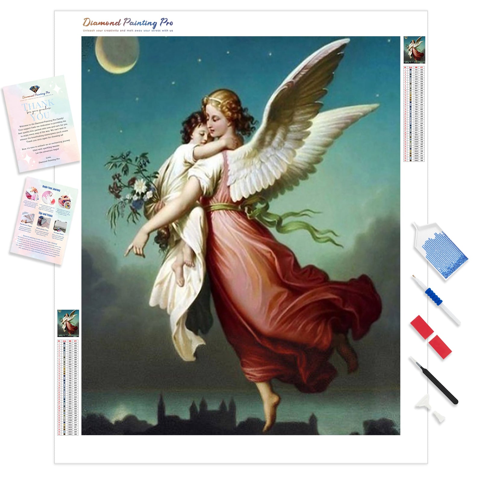 Angel and the Child | Diamond Painting Kit - Full Drill - Square or Round Diamonds with AB Drills Option