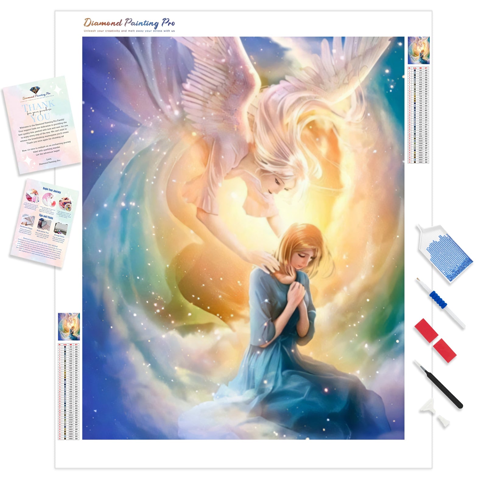 Beautiful Guardian Angel Girl | Diamond Painting Kit - Full Drill - Square or Round Diamonds with AB Drills Option