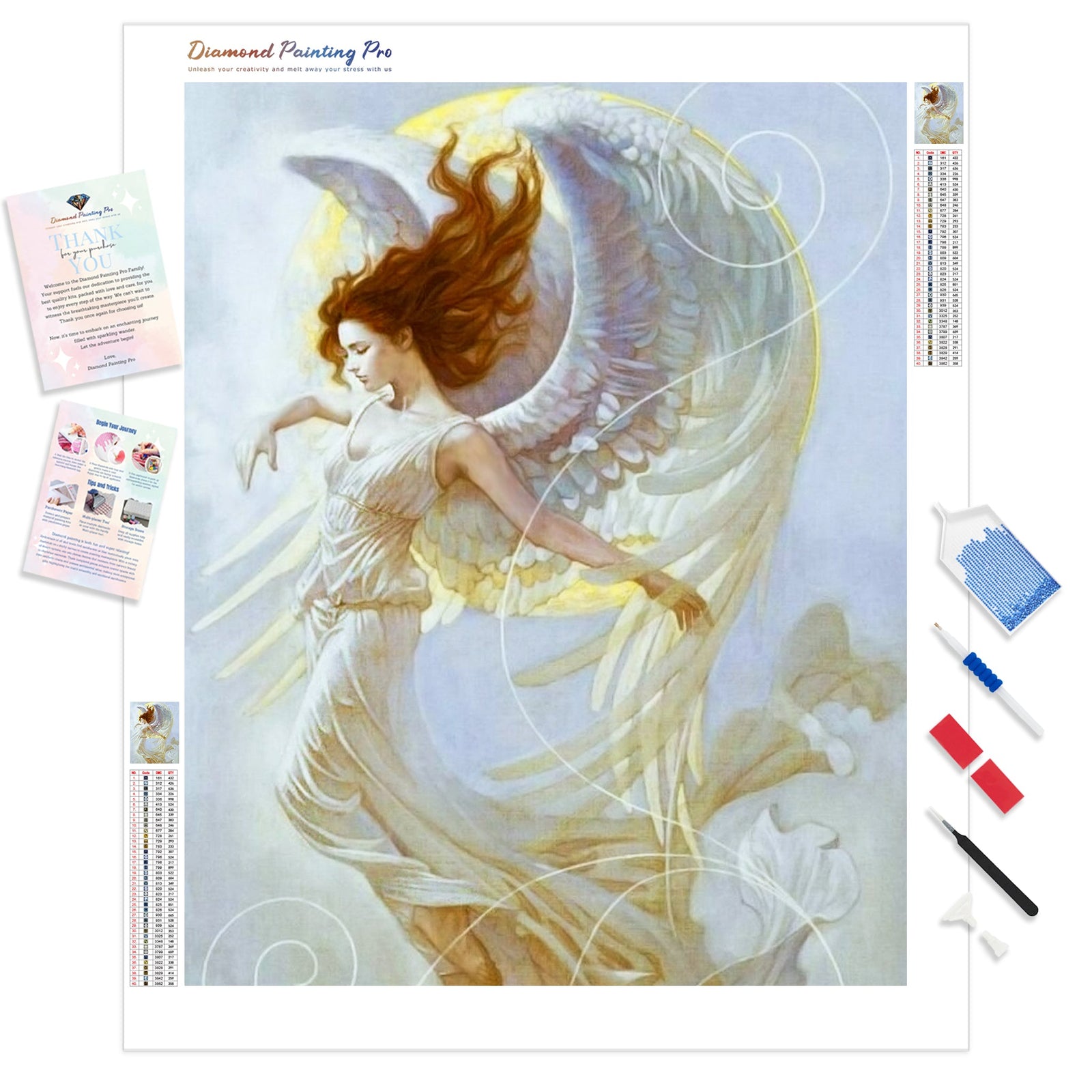 White Angel | Diamond Painting Kit - Full Drill - Square or Round Diamonds with AB Drills Option