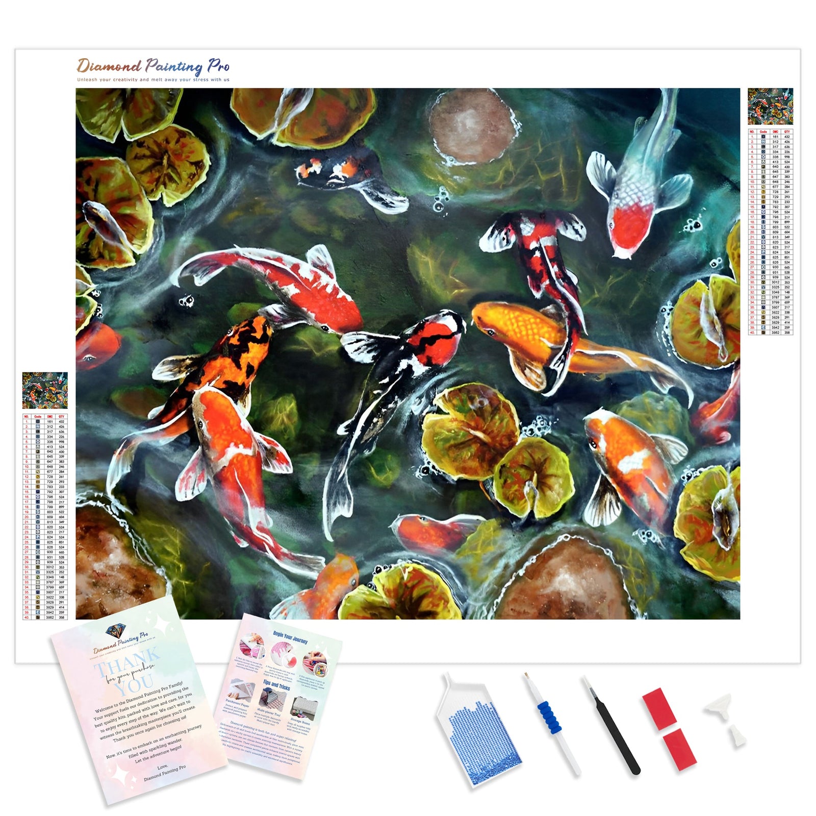 Koi Pond | Diamond Painting Kit - Full Drill - Square or Round Diamonds with AB Drills Option