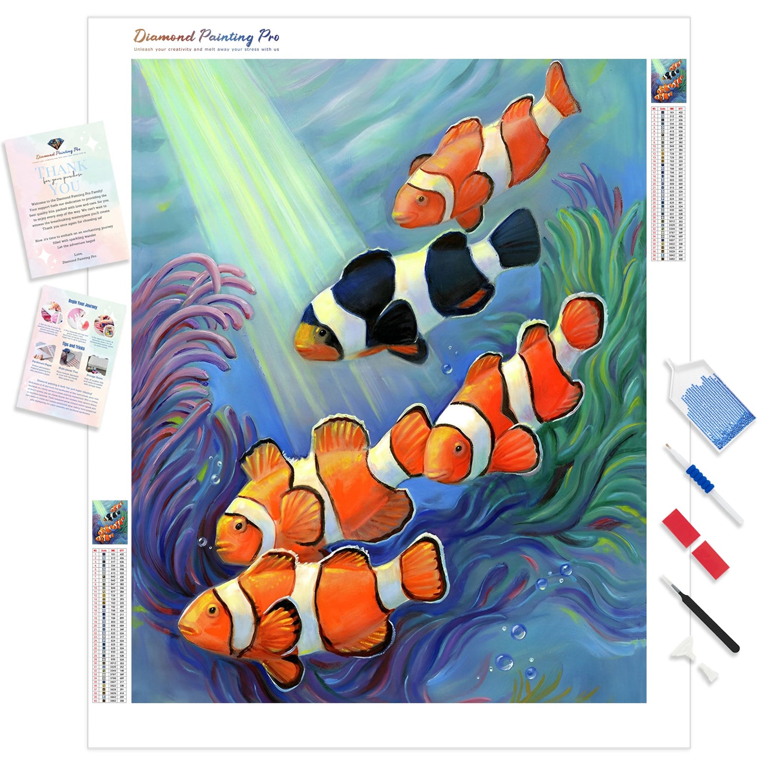 Clownfish Paradise | Diamond Painting Kit - Full Drill - Square or Round Diamonds with AB Drills Option