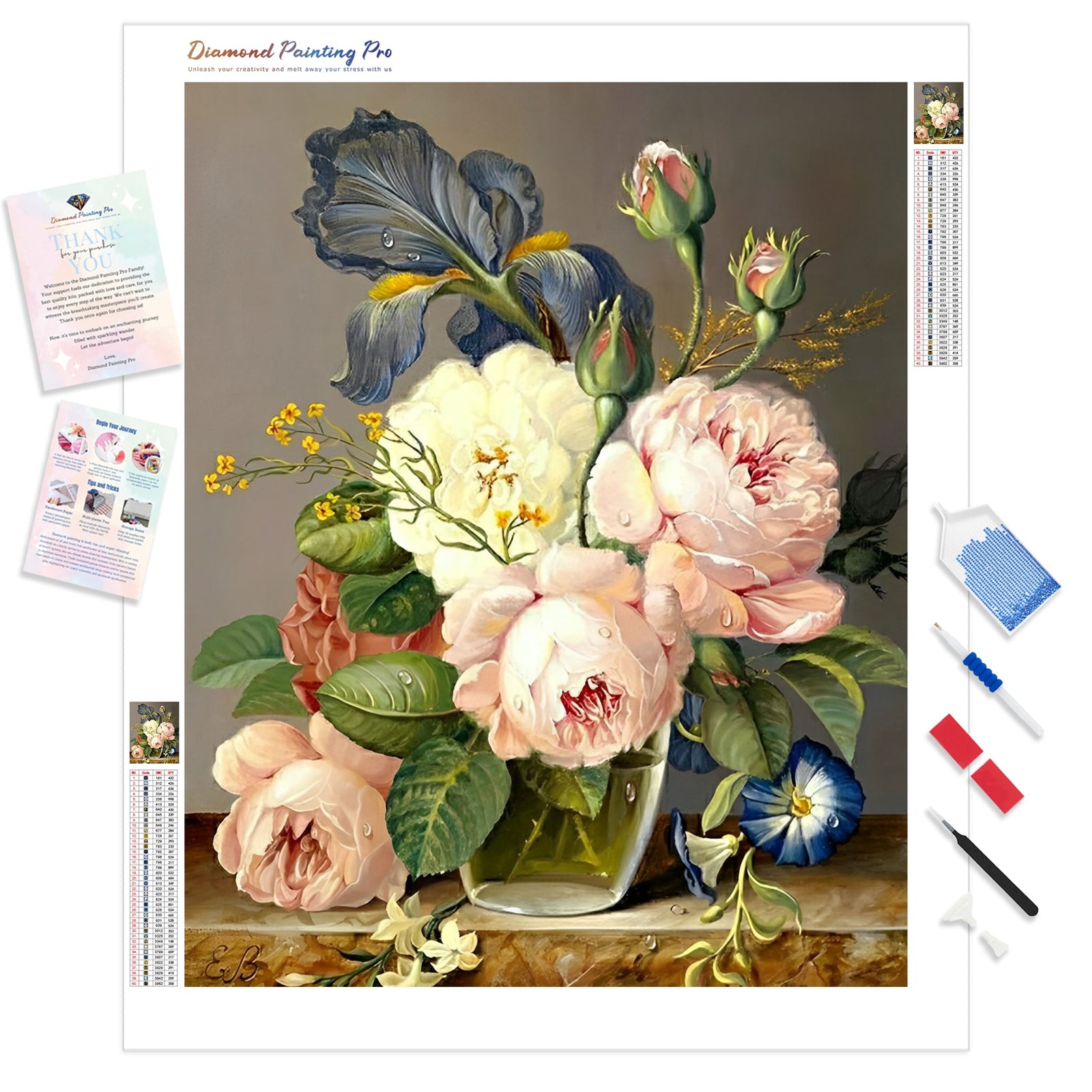 Flower Composition | Diamond Painting Kit - Full Drill - Square or Round Diamonds with AB Drills Option