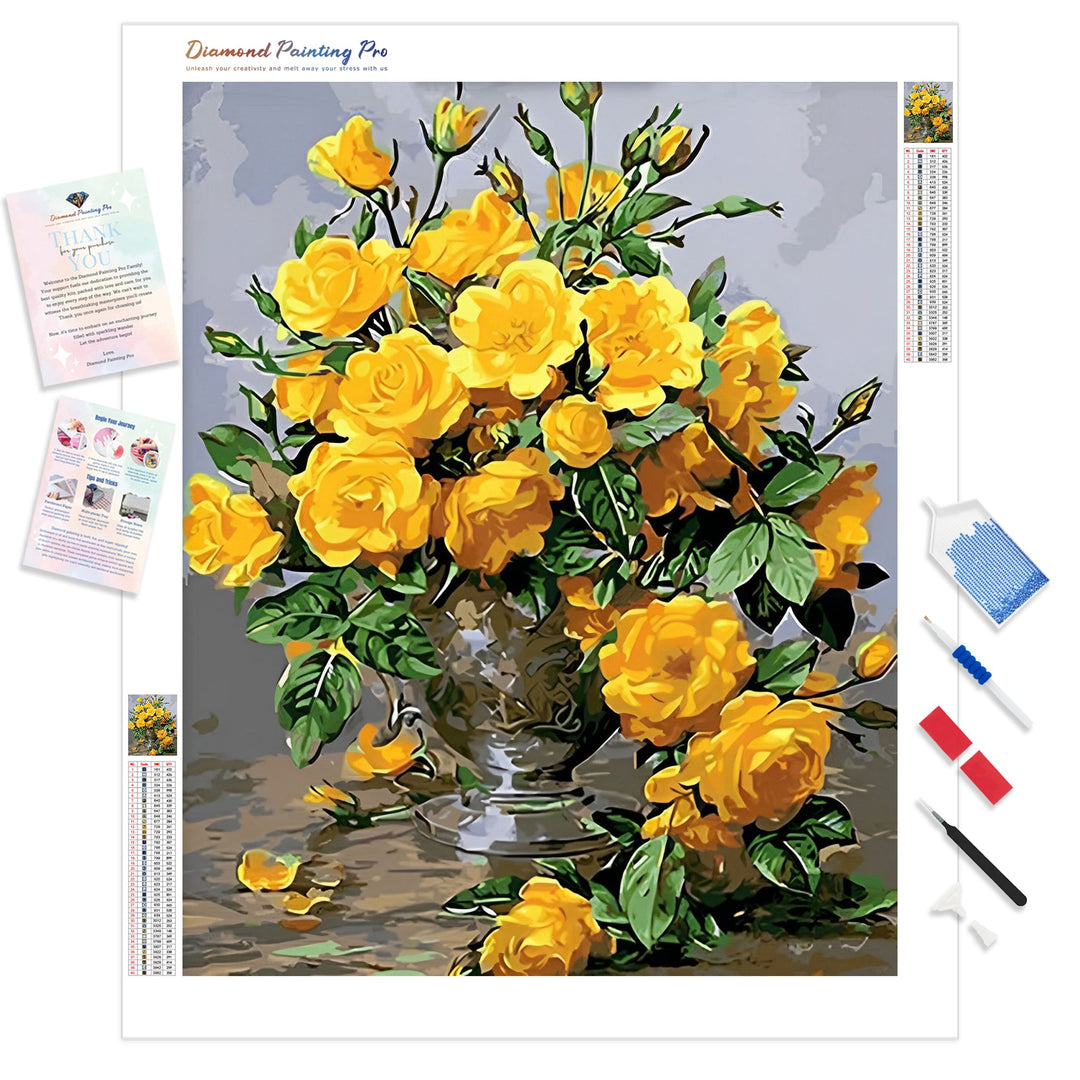 Vibrant Yellow Flowers | Diamond Painting Kit - Full Drill - Square or Round Diamonds with AB Drills Option