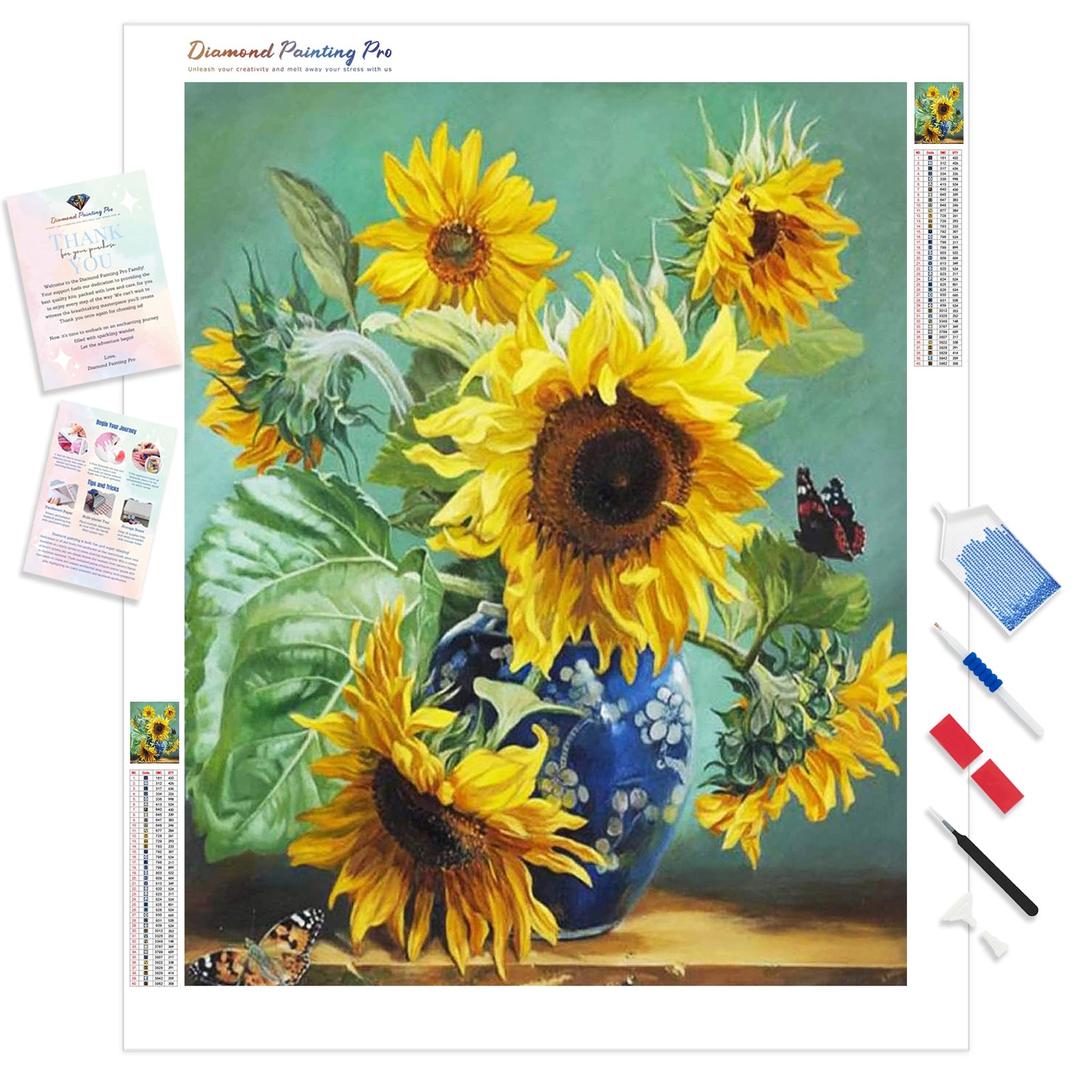 Sunflower Art Paint | Diamond Painting Kit - Full Drill - Square or Round Diamonds with AB Drills Option