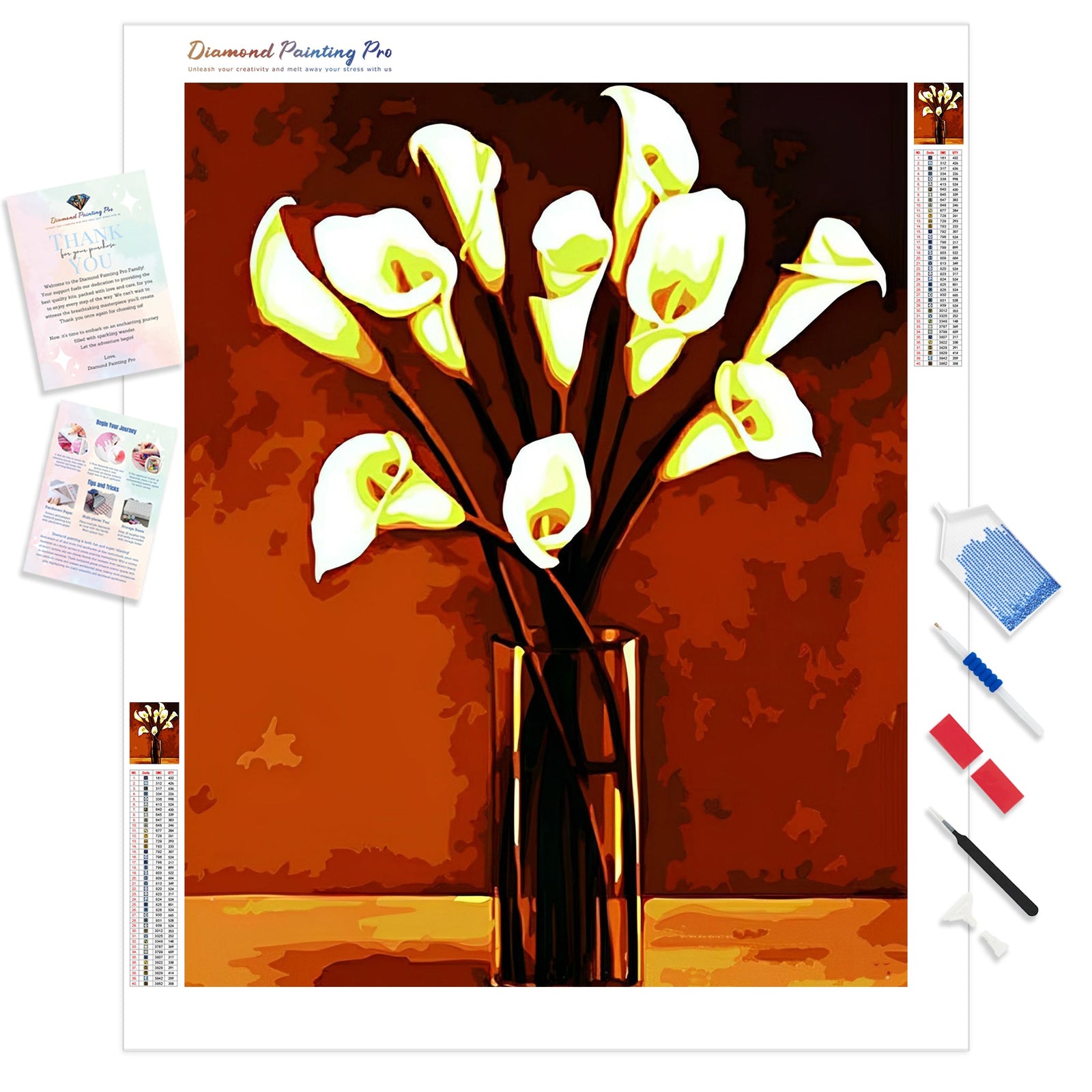 Calla Lilies | Diamond Painting Kit - Full Drill - Square or Round Diamonds with AB Drills Option