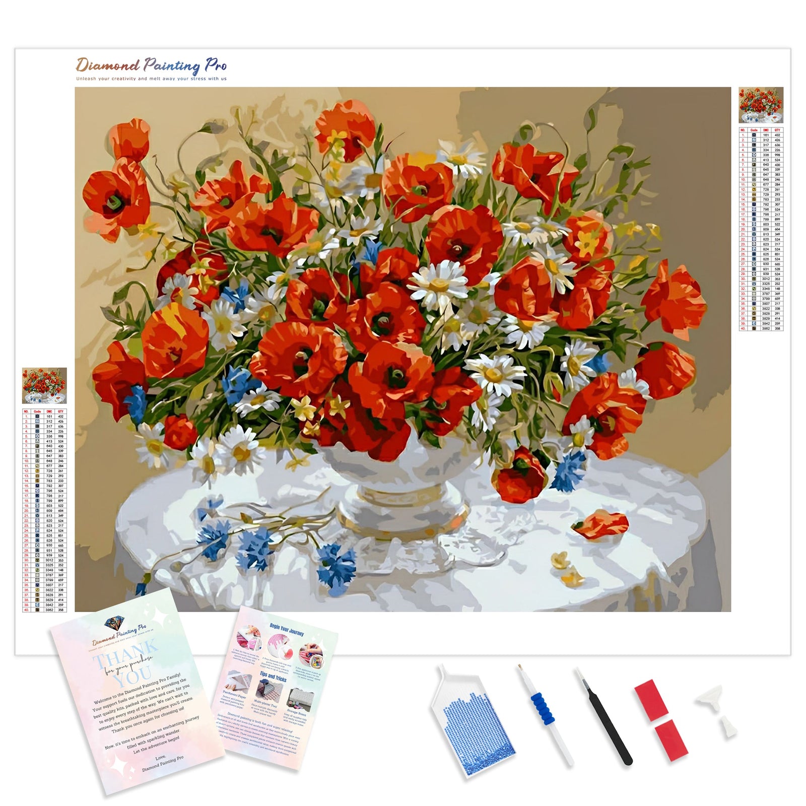 Red Bouquet of Flowers | Diamond Painting Kit - Full Drill - Square or Round Diamonds with AB Drills Option