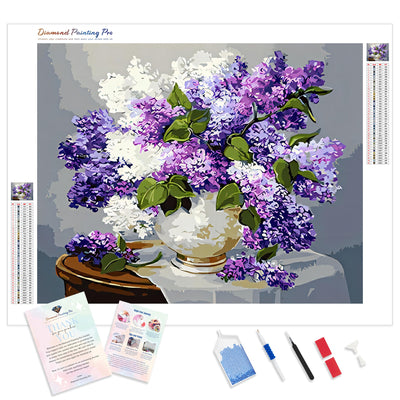 Purple and White Lilac | Diamond Painting