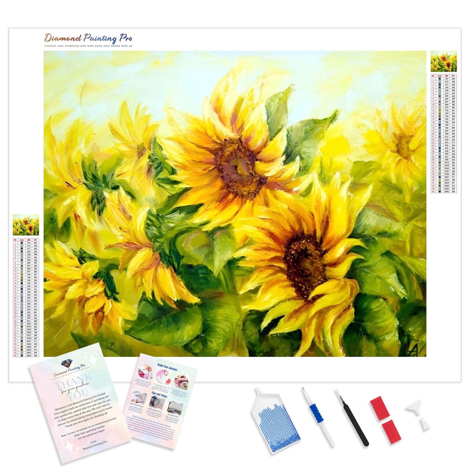 Beautiful Sunflowers | Diamond Painting Kit - Full Drill - Square or Round Diamonds with AB Drills Option