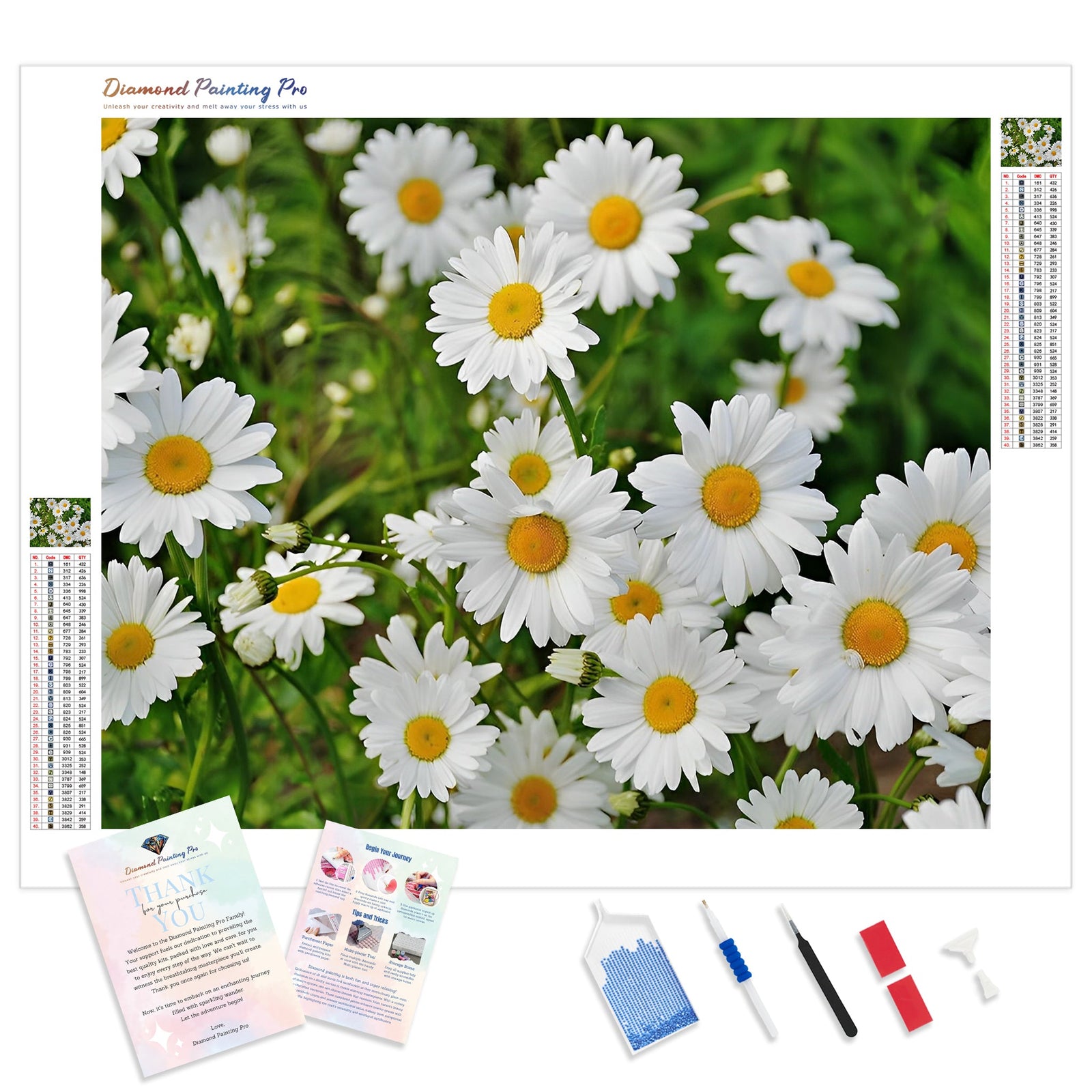 Little Daisies | Diamond Painting Kit - Full Drill - Square or Round Diamonds with AB Drills Option