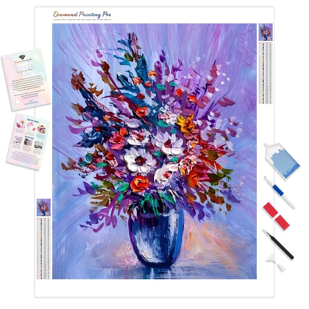 Multicolored Flowers Bouquet | Diamond Painting Kit - Full Drill - Square or Round Diamonds with AB Drills Option