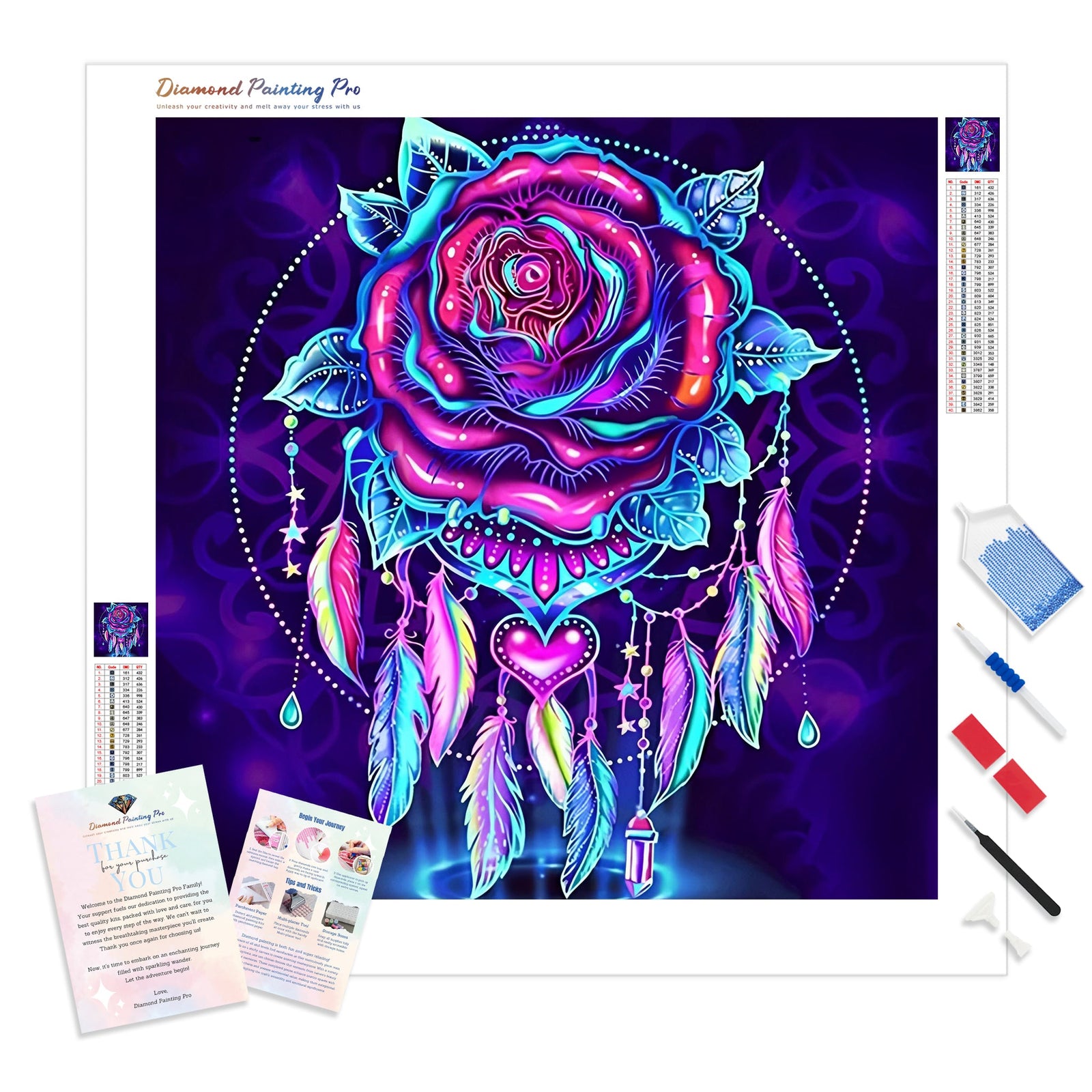 Rose Dream Catcher | Diamond Painting Kit - Full Drill - Square or Round Diamonds with AB Drills Option