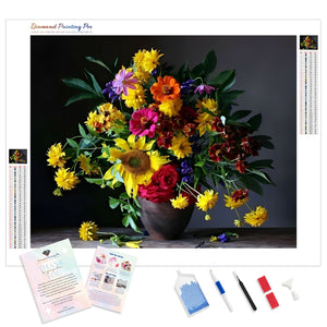 Sunflower and Roses Bouquet | Diamond Painting