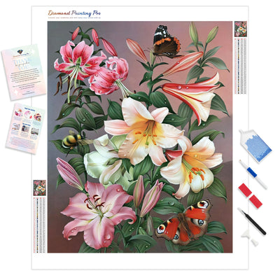 Butterflies and Flowers | Diamond Painting Kit - Full Drill - Square or Round Diamonds with AB Drills Option