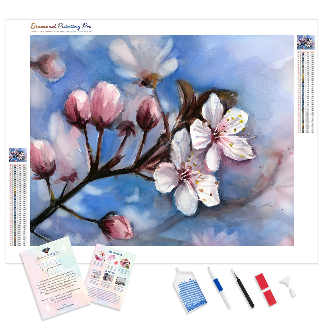 Cherry Blossoms | Diamond Painting Kit - Full Drill - Square or Round Diamonds with AB Drills Option