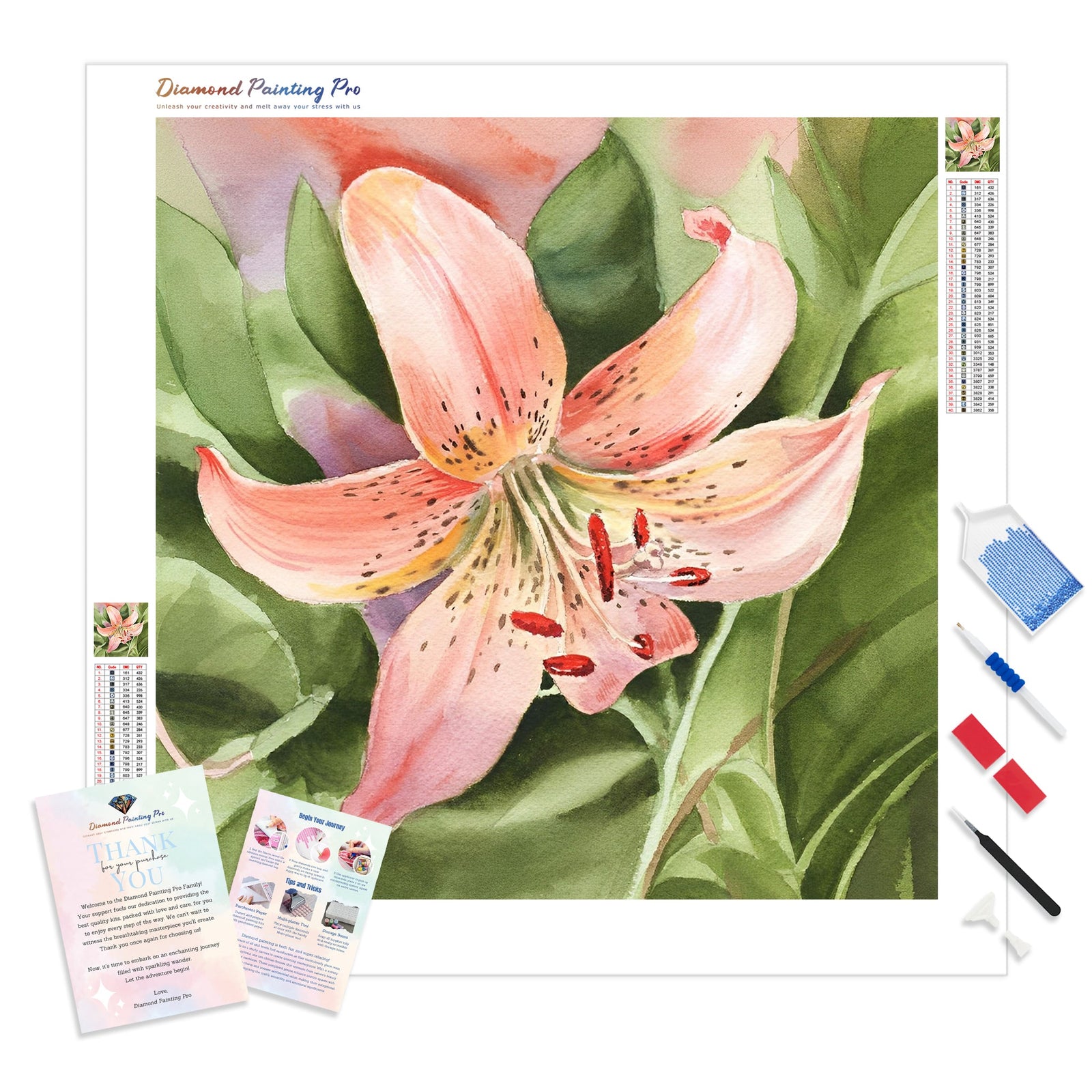 Tiger Lily Watercolor by Irina Sztukowski | Diamond Painting Kit - Full Drill - Square or Round Diamonds with AB Drills Option