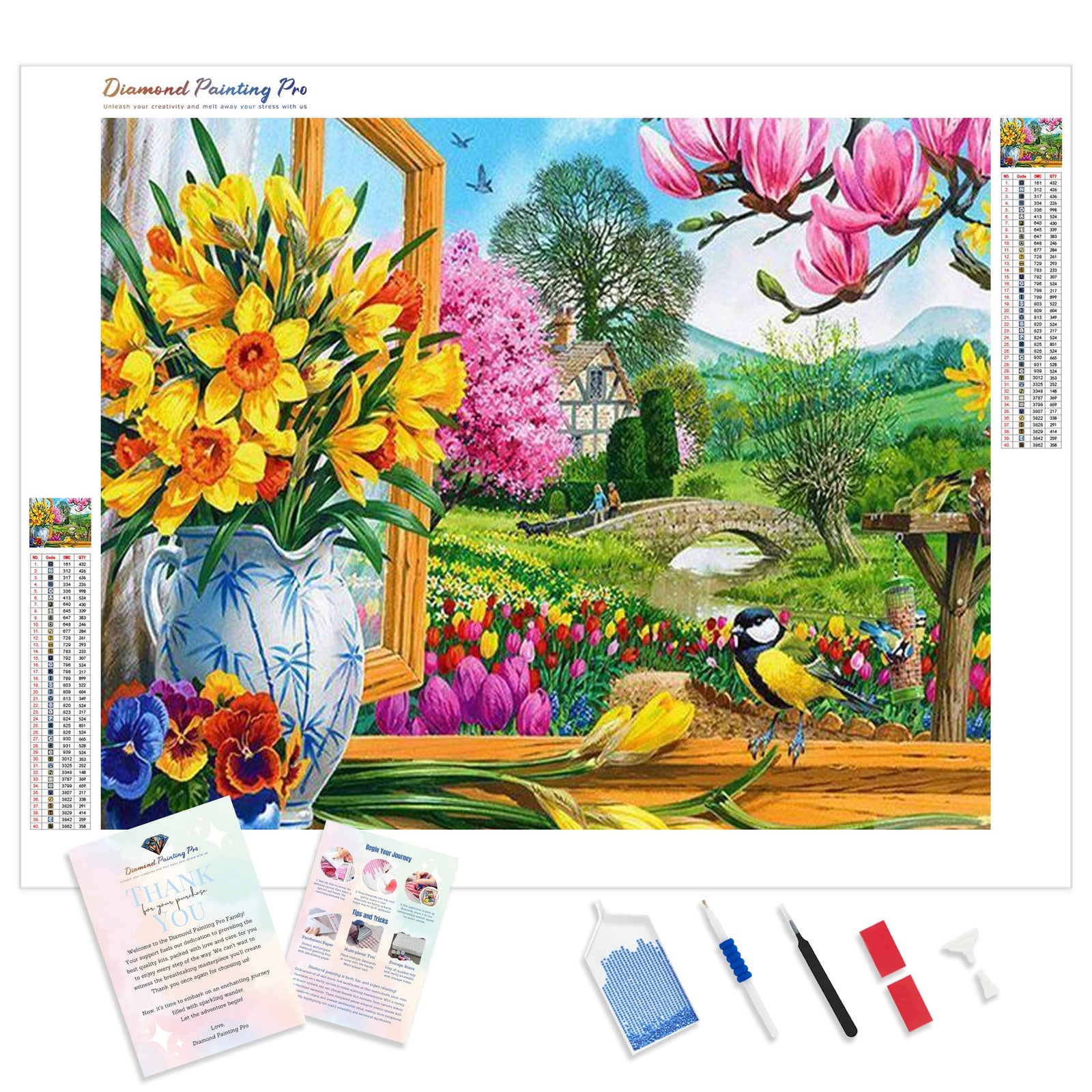 Flowers in spring | Diamond Painting Kit - Full Drill - Square or Round Diamonds with AB Drills Option