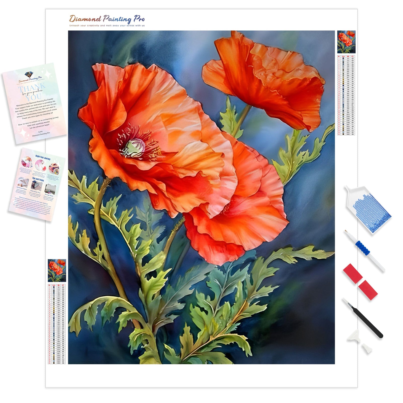 Blooming Flowers | Diamond Painting Kit - Full Drill - Square or Round Diamonds with AB Drills Option