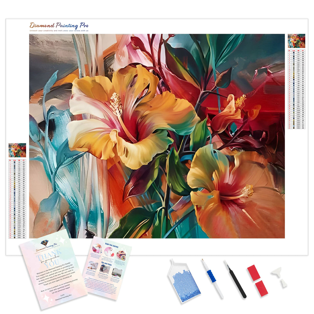 Colorful Flowers | Diamond Painting Kit - Full Drill - Square or Round Diamonds with AB Drills Option